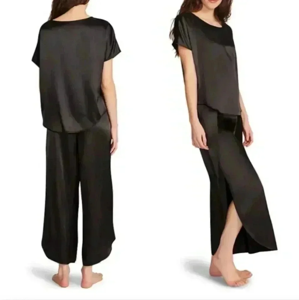 BB Dakota NEW Women’s Satin 2 Piece Lounge Set - New Women | Color: Black | - Picture 2 of 4